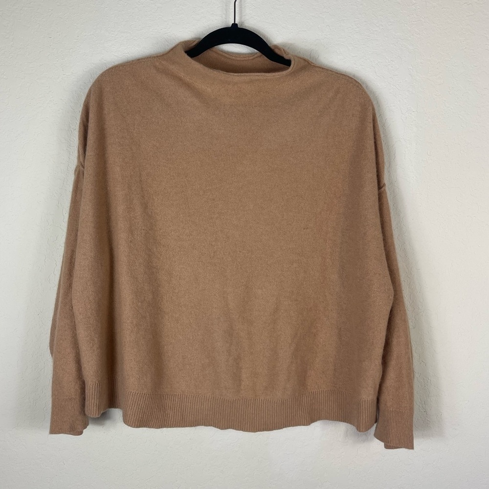 Anthropologie Pilcro 100% Cashmere Funnel Mock Neck Sweater Camel Tan Size 1X - Picture 6 of 11